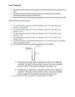 Chemistry 1 - Unit 8 - Gases - Problem Set
